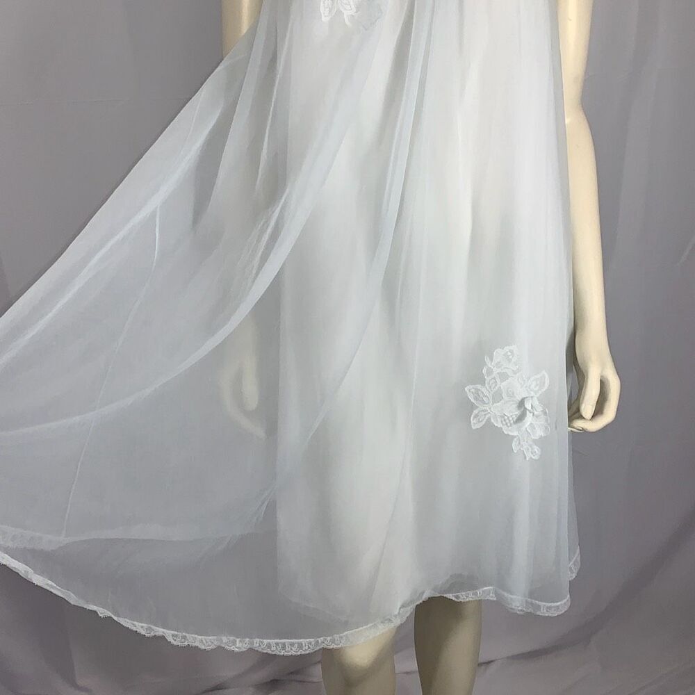 Vintage 1960s Pale Powder Blue Sheer Babydoll Nightgown | Small | by Vanity Fair